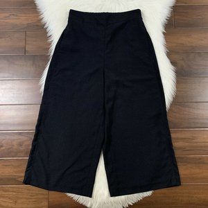 Madewell Women's Size Medium Black Huston Wide Leg Culottes Crop Pull On Pants